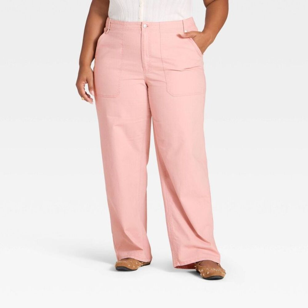 Women's Mid-Rise Straight Leg Cargo Pants - Universal Thread Pink 18